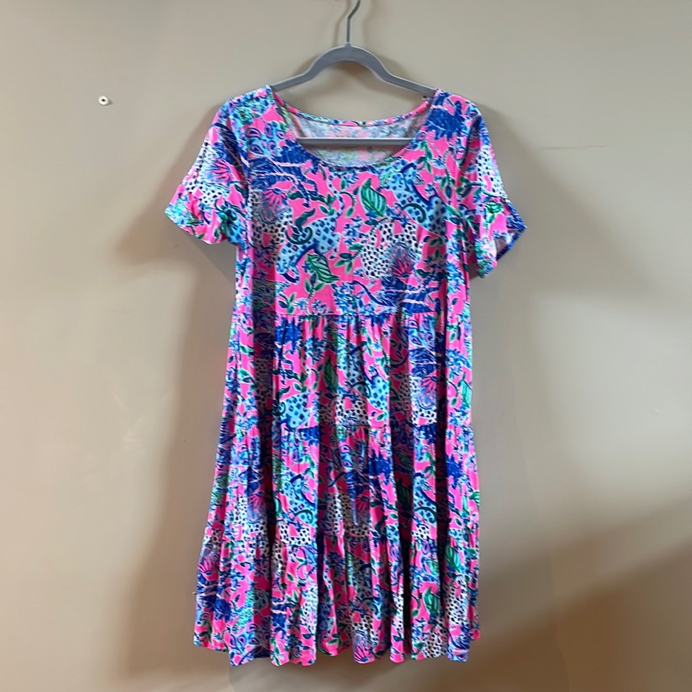 Pink Lilly Pulitzer Dress! Short sleeves with ruffle!